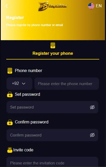 royal8bet game register image
