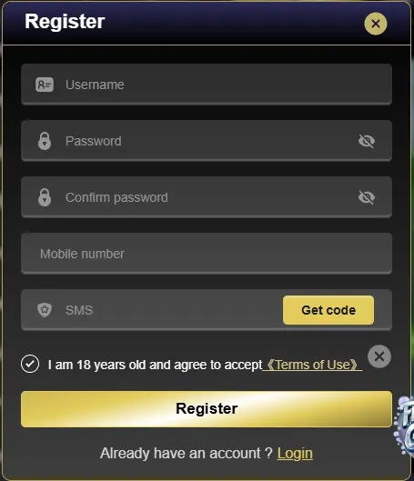PKGame7 register image